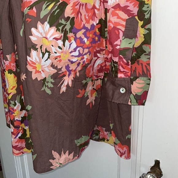 Soft Surroundings brown floral cotton tunic - Picture 4 of 9